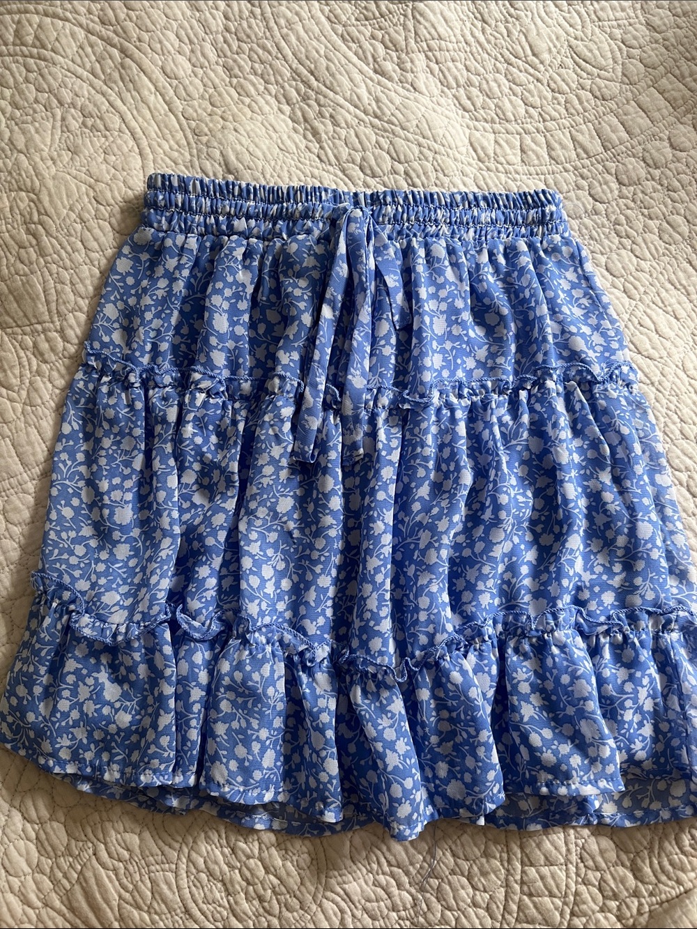 Sienna Sky Blue Floral Ruffled Tiered Skirt